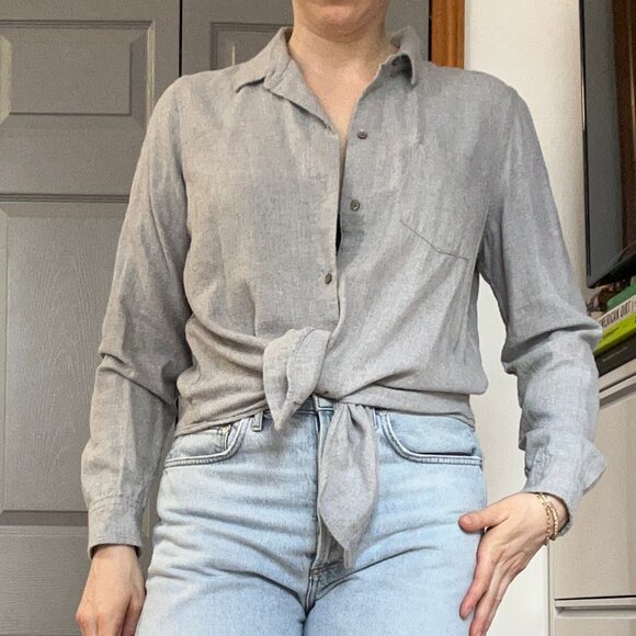 Madewell Brushed Flannel Shirt with tie detail - Picture 2 of 9